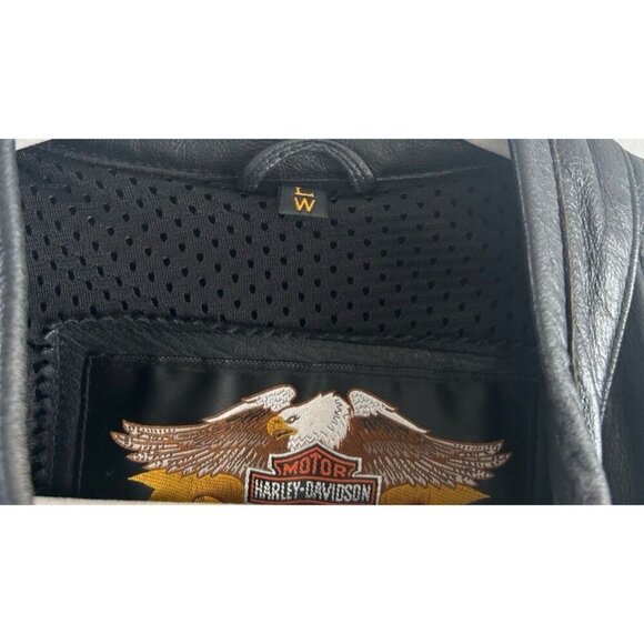 Harley Davidson Women’s Black Leather Embossed Riding Jacket, Size Large, Biker - Picture 9 of 10